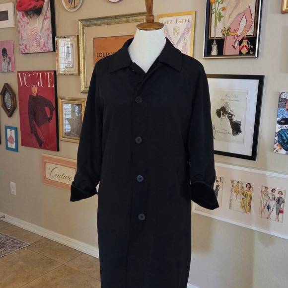 Vintage Black Velvet Reversible Midi Button Front Coat - Picture 7 of 8